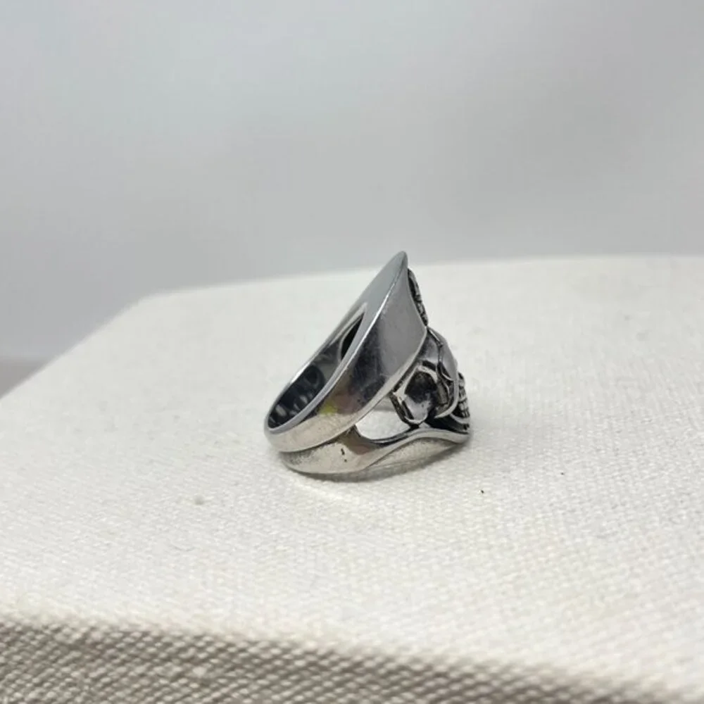 Pirate Skull Ring Stainless Steel Size 9‎ Biker Goth Punk Metal Silver-Tone